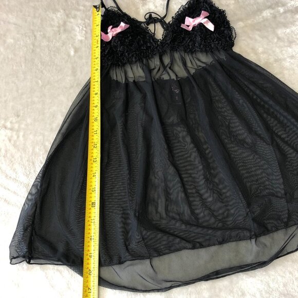 La Senza Love Black & Pink Mesh Baby Doll Lingerie Size Med - Picture 10 of 11
